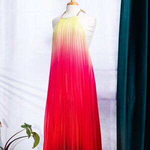 Ombre yellow, pink and purple maxi dress